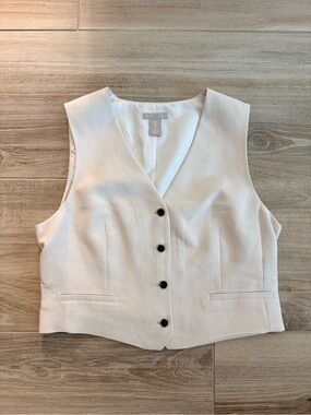 H&M Cream Linen-Look Lined Sleeveless Vest